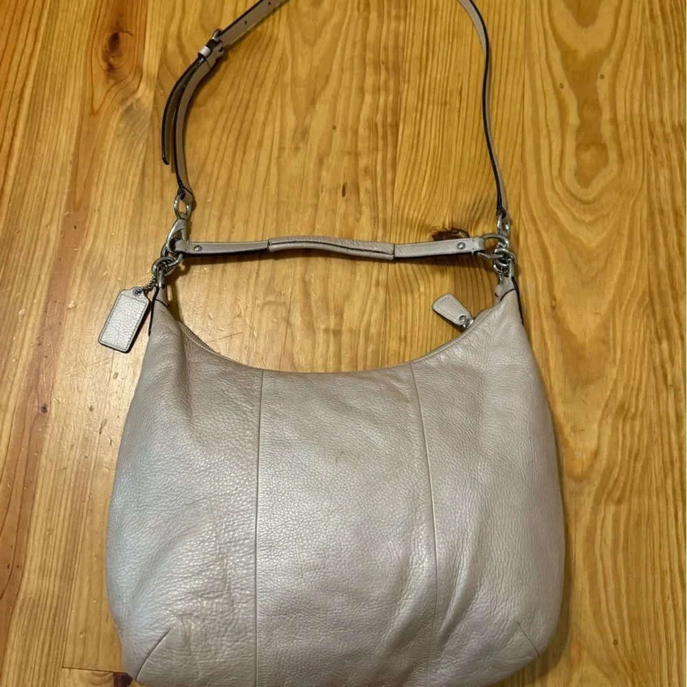 Coach Kristin Leather Large Hobo F22309 Champagne Silver Shoulder Handbag Purse